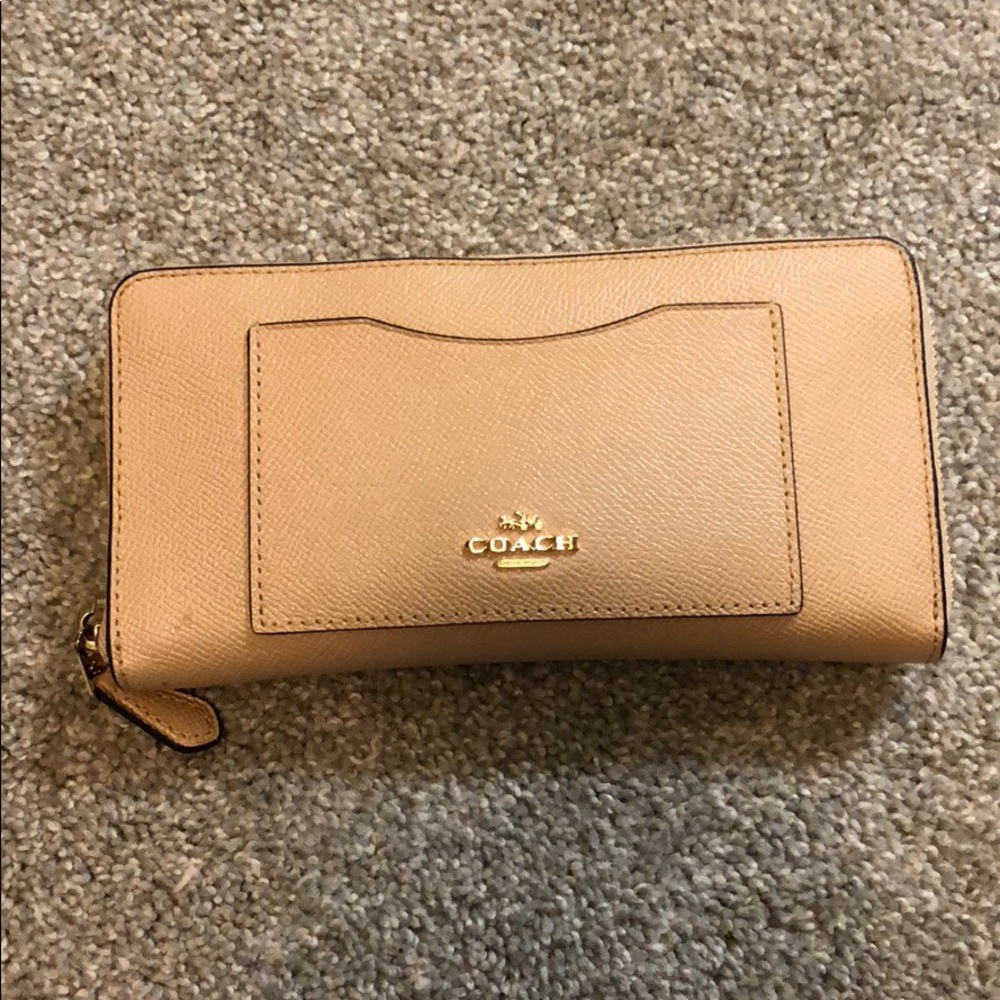 Beige coach leather wallet